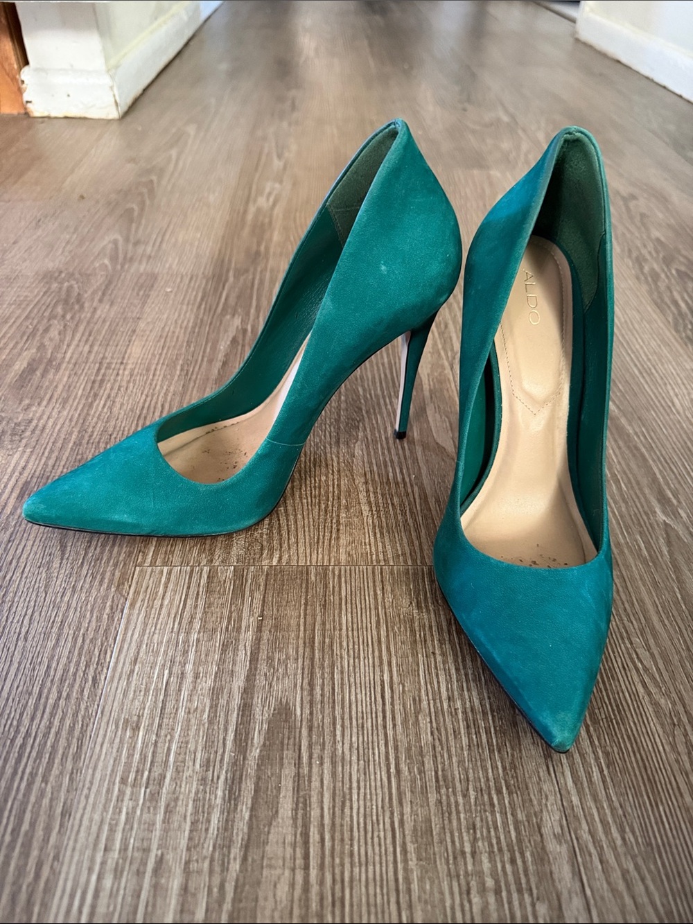 ALDO Teal Suede Pointed Toe Stiletto Pumps